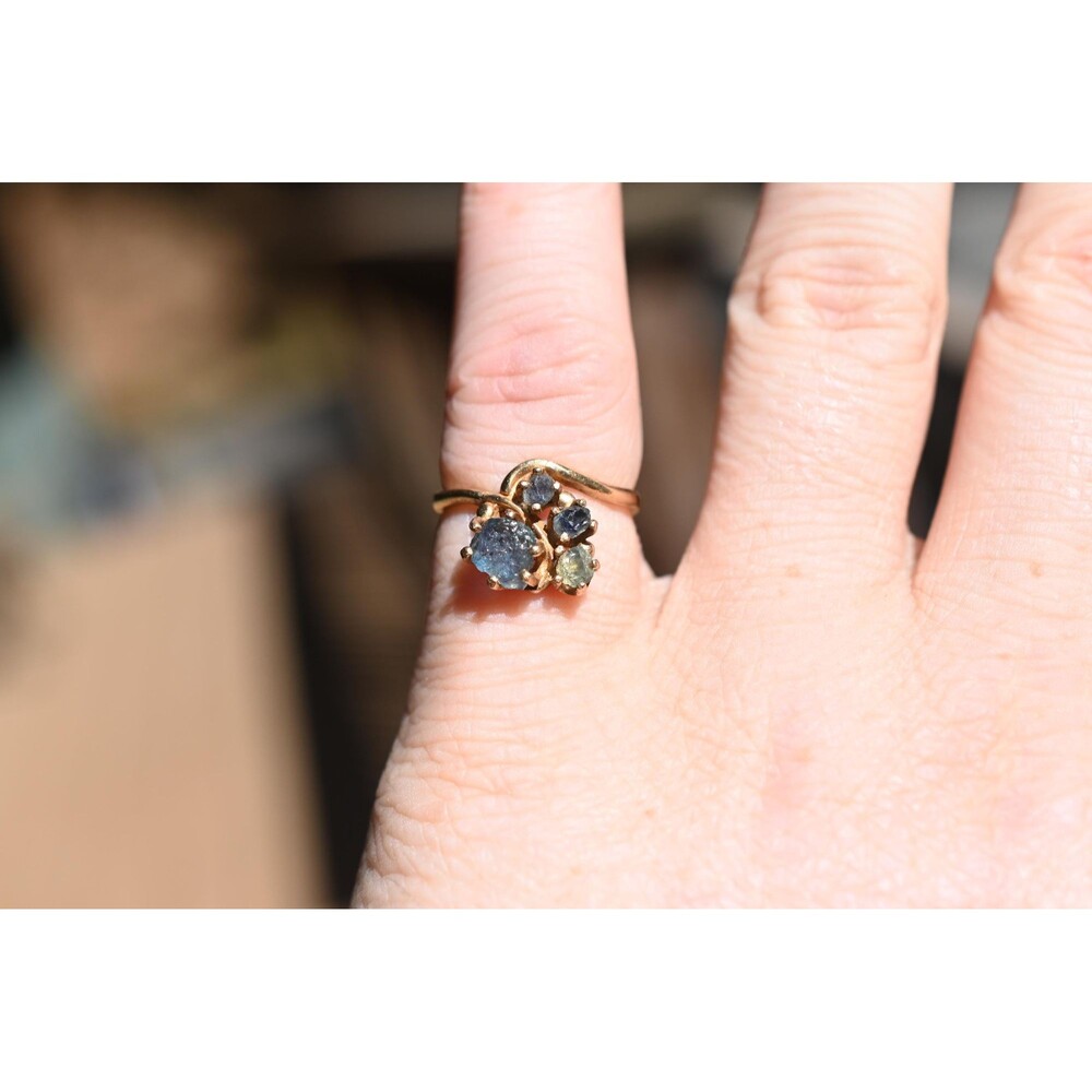 Engagement ring 14k Gold Sapphire Ring Raw gemstone  Solid Gold Ring Rough Sapph
